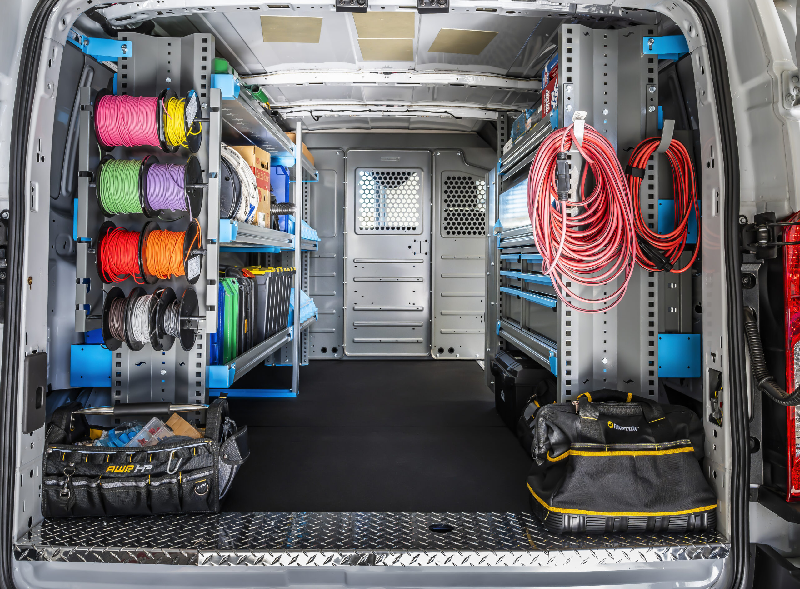 Adrian Steel ladder rack in use on a work vehicle