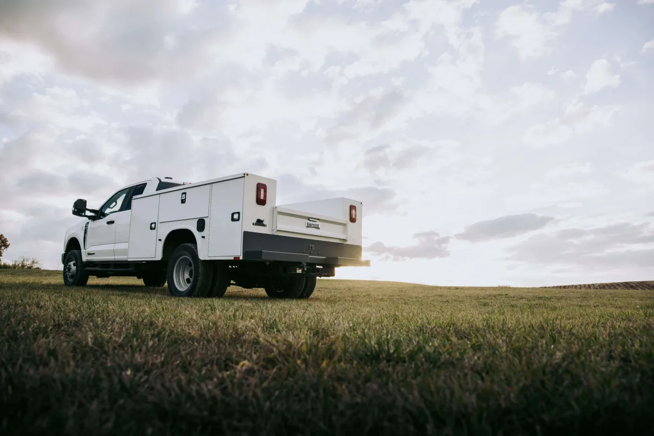Knapheide service truck at sunset